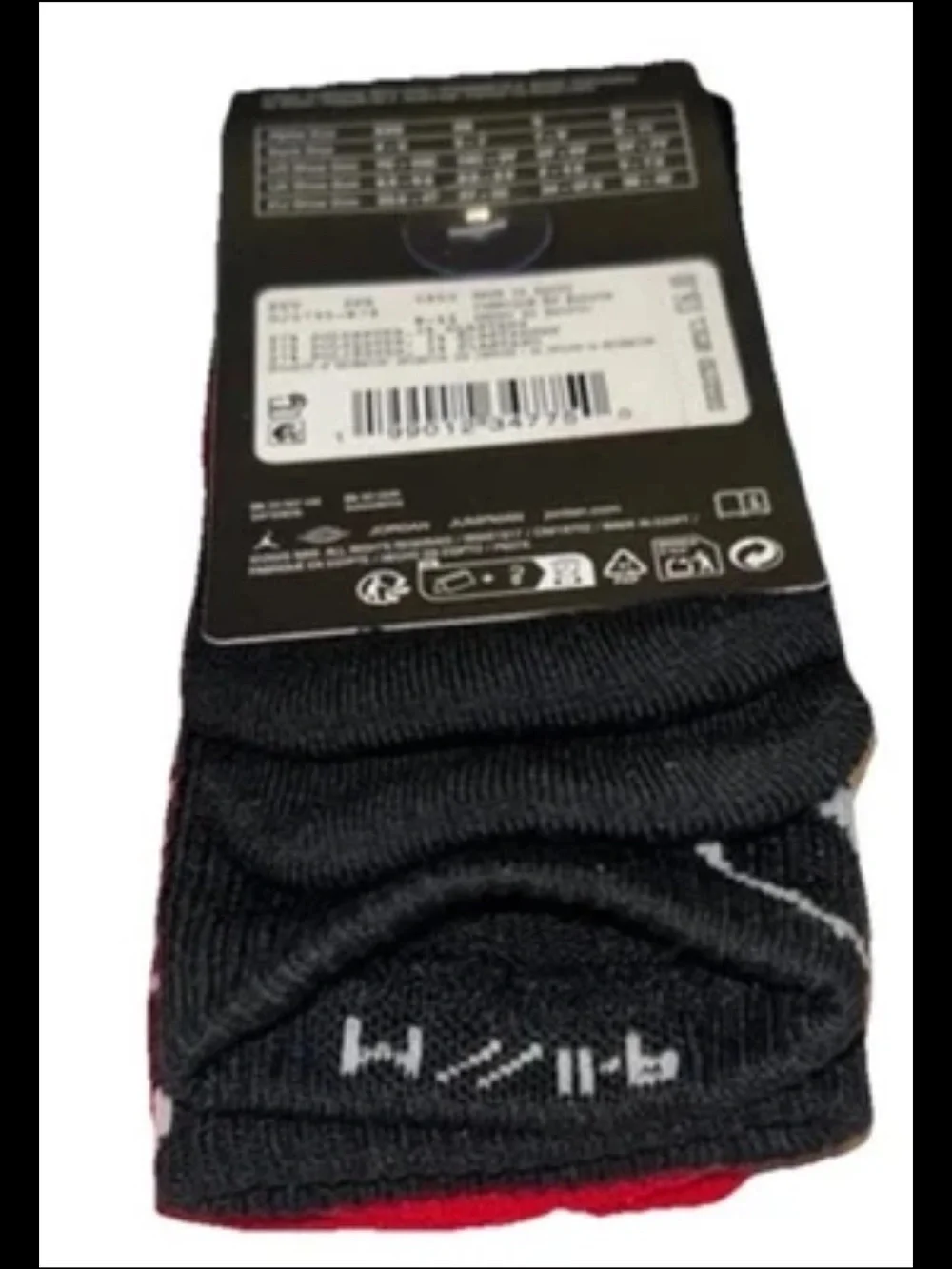 Nike Jumpman Kids Crew Socks 2 Pair Youth 5Y-7Y Red Black w Jordan Logo Cushion